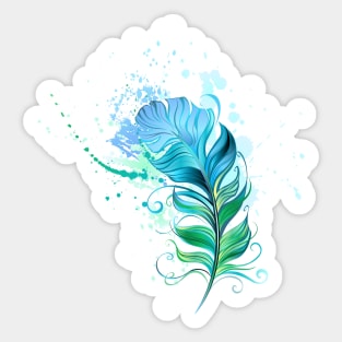 Green Feather ( Watercolor Feather ) Sticker